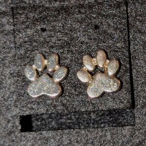 Silver Paw Print Stud Earrings